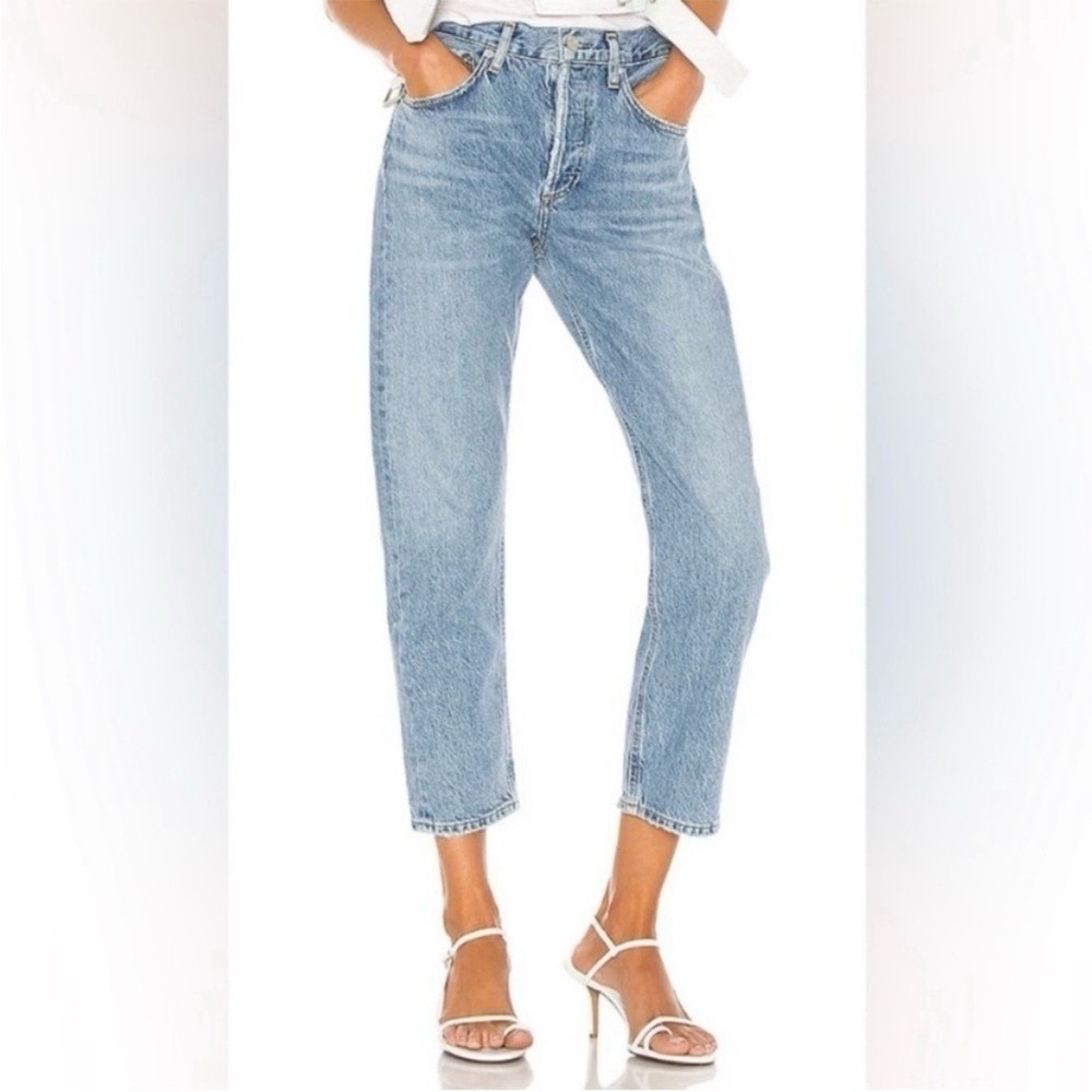 Agolde Parker Easy Straight Leg Denim Jeans in Blur Size 28